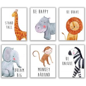 Traits Safari Nursery Decor - Chambre De B&eacute;b&eacute; Decor Images D'animaux Pour Chambre D'enfant, D&eacute;cor Safari, D&eacute;coration Murale Pour B&eacute;b&eacute;, D&eacute;coration Murale De Chambre D'enfant, Art Mural De Chambre D'enf - Neuf