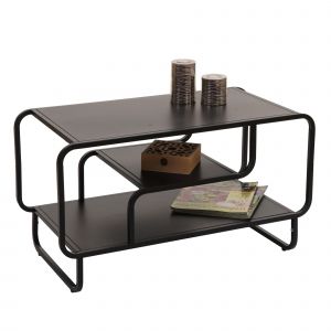 Table basse HWC-O49, table de salon, style industriel, 3 tablettes, m&eacute;tal, 45 x 80 x 40 cmnoir - Neuf