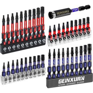 Lot de 41 embouts de tournevis Torx Muti T7-T40/TT7-TT40 25 mm 50 mm de longueur-Embouts magnétiques Torx résistants aux chocs-1 support de perceuse à percussion 75 mm-Embout étoile en - Neuf
