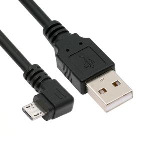 Câble de charge de données micro USB 5 broches coudé à 90 degrés vers USB 2.0 pour téléphone et tablette, vitesse de transfert de 480 Mbps (100cm) - Neuf