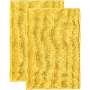 Tapis de Bain Antidérapant en Chenille|Super Absorbant et Lavable en Machine|pour la Salle de Bain,Douche,Baignoire ou comme Tapis WC|Jaune-50x80 cm (2pcs) - Neuf
