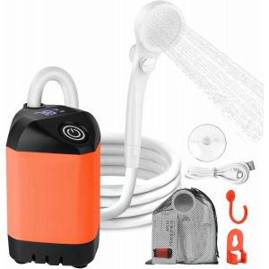 Letnerny-Douche De Camping Avec Pompe, Douche De Camping Avec Batterie Rechargeable De 7800 Mah Et Indicateur De Batterie, Douche De Camping, Kit Extérieur Avec Pommeau De Douche Et Tuyau Pour Campin - Neuf