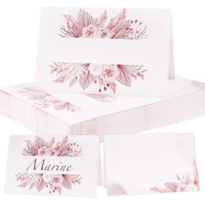 Lot de 50 Marque Place Mariage 5,5x8,5CM Porte Nom Table Baptême Cartons Placement Pampas Cartes de Nom Anniversaire pour Table Réceptions Fêtes Evénements Célébrations - Neuf