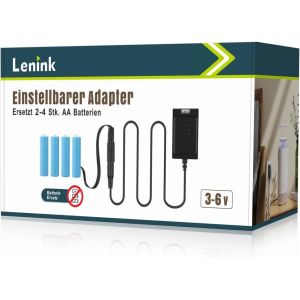 Adaptateur de batterie r&eacute;glable 3-6 V pour 2 &agrave; 4 piles AA pour thermom&egrave;tre, station m&eacute;t&eacute;o, sonnette sans fil, r&eacute;veil, lumi&egrave;re LED, d&eacute;coration, etc. (1,8 m, noir) - Neuf