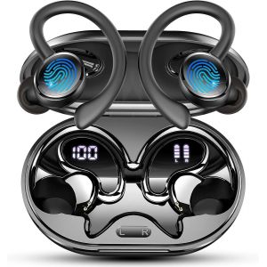 MEVRONISSHOP-2026 Ecouteurs Bluetooth sans Fil Sport, &Eacute;couteur Bluetooth 5.4 avec HiFi St&eacute;r&eacute;o, 50H &Eacute;couteur Bluetooth 4 ENC R&eacute;duction Bruit Mic, IP7 &Eacute;tanche Oreillette Bluetooth, &Eacute;cran LED Casque pou - Neuf