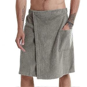 Pareo de sauna pour homme en coton Serviette de plage Serviette de bain portable avec poche Velcro - Neuf
