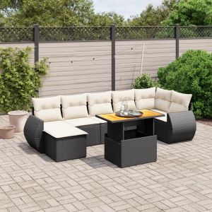 Prolenta Premium - Salon De Jardin 8 Pcs Avec Coussins Noir R&eacute;sine Tress&eacute;e - Neuf