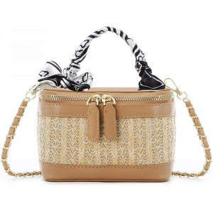 RFCBC-Femmes Paille Sac À Bandoulière Petit Sac À Main Paille Élégant Poignée Supérieure Carré Sac À La Mode Seau Sac À Bandoulière - Neuf