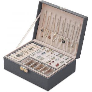 Nouveaux Produits En 2023,Bo&icirc;te &Agrave; Bijoux En Cuir - Bo&icirc;te &Agrave; Bijoux Snap On Pour Femmes Filles,&Eacute;tui De Rangement Organisateur De Bijoux Avec Deux - Neuf