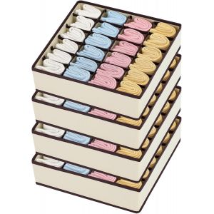 TIANYI-Lot de 4 bo&icirc;tes de rangement pour chaussettes et sous-v&ecirc;tements, bo&icirc;tes pliables &agrave; 24 cellules bo&icirc;te pliante, Drawer Dividers, Organisateur de tiroirs - Neuf