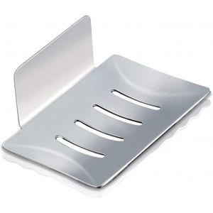 Porte-savon mural, porte-savon de douche autocollant en acier inoxydable, utilisé pour ranger le savon, l'éponge et la brosse (argent) - Neuf