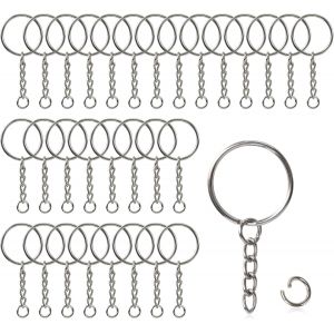 KAL-60 Pcs Anneaux Porte Clé, Kit Porte Clé, (30 Pièces Porte Clef+30 Pièces Anneaux De Saut Ouverts), Anneau Porte Clé Avec Chainette Pour Porte Clés Et Loisirs Créatifs, Bricolage Bijou - Neuf