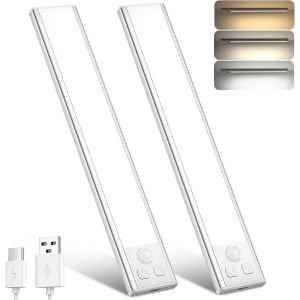 TIANYI-Lampe de Placard, 3000K/4000K/6500K Diminuable Lumiere Detecteur de Mouvement Interieur, Lumiere Sans Fil Rechargeable USB, Magnetique Eclairage Led pour Armoire Cuisine - Neuf
