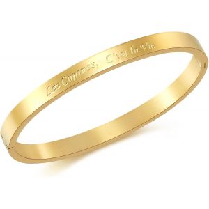 Eryi-Bracelets Fin En Acier Inoxydable Message Bracelet Pour Femme D`Inspiration D'amitié En Or Bracelet Jonc Pour Meilleur AmiU2026 - Neuf