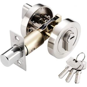 Pêne dormant à Cylindre simple, Ronde, Serrure à Pêne dormant avec Moderne Clés Serrures de Porte, en Acier Inoxydable à Pêne dormant, Invisible Serrure de la Porte de la Maison - Neuf