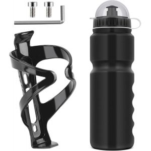 Porte-Bouteille De V&eacute;lo Avec Porte-Bouteille De V&eacute;lo Sans Bpa 800 Ml, Noir Brillant, Solide, Porte-Gobelet Pour V&eacute;lo De Route Et Vtt, Noir - Neuf