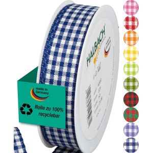 Kal-Vichy Ruban À Carreaux Pour Cadeaux - Largeur : 25 Mm - Bleu Foncé - Neuf