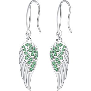 Chenquansarl-Boucles D'oreilles Ailes D'ange Pour Femme En Argent 925 Avec Zircone Porte-Bonheur Bijoux Pour Filles Et Femmes Avec Boîte Cadeau - Neuf
