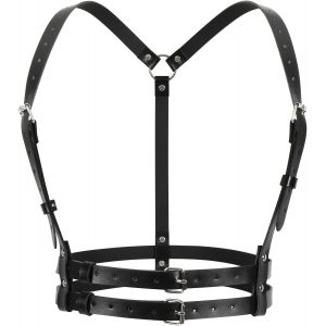 Cauc-Harnais Punk En Cuir Synth&eacute;tique Pour Femme Noir Harnais Gothique Pour Cosplay, Rave, Tenue D&iquest;Halloween, Costume - Neuf