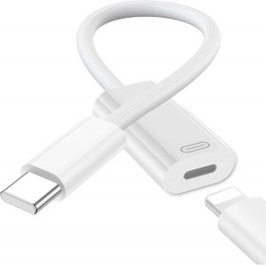 LORANKA-Adaptateur Audio Casque USB-C vers Light-ning pour iPhone 16/15 Series, 3-in-1 Type-C M&acirc;le vers Light-ning Femelle avec transfert de donn&eacute;es/chargement/CarPlay pour iPad Pro/Air/Mini/pour Mac - Neuf