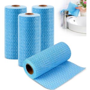 KGABERY-Lot De 4 Rouleaux De Lingettes J Cloth,Réutilisables,En Tissu Non Tissé,Multi-Usages,Pour Salon,Cuisine,Table À Manger (Bleu) - Neuf