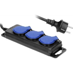 Ae-13158 Waterproof Outdoor Power Strip With 3 Sockets Workshop Extension Cable Rubber (5 M) - Neuf