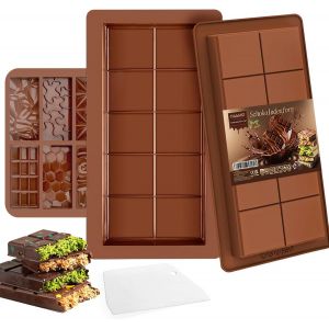 KAL-3 Pièces Moule Tablette Chocolat, Dubai Moule Silicone Tablette De Chocolat Pour Faire Du Chocolat Fondant Gelée,Moule Tablette Chocolat, Moule Tablette Chocolat Dubai - Neuf