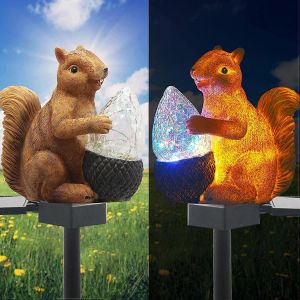 Lumi&egrave;res De Jardin Solaires Am&eacute;lior&eacute;es D&eacute;cor Ext&eacute;rieur,Lumi&egrave;res De Piquet D'&eacute;cureuil Solaire Led Color&eacute;es,Ip65 Waterproo - Neuf