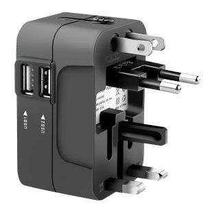 2024 1pc Universal Travel Plug Adaptateur 2 port USB dans le monde entier Chargeur d'alimentation de voyage Adaptateur Au Us UK Eu convertisseur Adaptateur Chargeur USB Nouveau Hs - Neuf