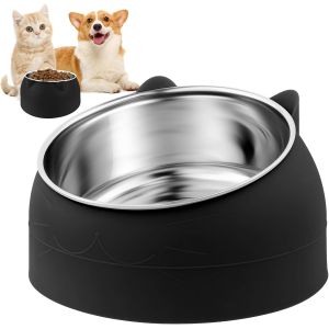 Kalanka-Gamelle Chat En Acier Inoxydable 400ml Inclin&eacute;e 15&deg; Pour D&eacute;tendre La Colonne Cervicale - Pour Chiots Et Lapins - Neuf