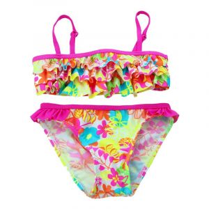 Maillot De Bain Deux Pièces Pour Fille (Taille 92 Cm - Rose), Ensemble Bikini À Volants Fleuris, Maillot De Bain De Plage, Maillot De Bain D'été - Neuf