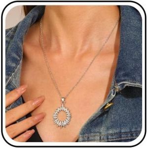 Kal-Collier Pendentif Cercle Ouvert Boho Collier Cha&icirc;ne Cercle Creux Collier Collier Cercle G&eacute;om&eacute;trique Cha&icirc;ne Collier Pendentif Rond Sunburst Bijoux Pour Femmes Et Filles - Neuf