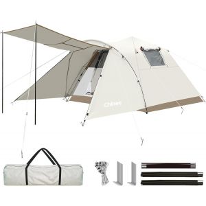 Letnerny-Tente De Camping Portable Pop-Up Familiale - Véranda Grillagée, Auvent De Salle, 2 Portes, À L'épreuve Des Intempéries, Très Grande, Montage Instantané, 4 Saisons - Neuf