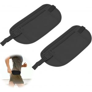 nzqaf-2 pièces Ceinture d'argent dissimulée,Sac de Taille de sécurité antivol,Sac de Taille de Sport,sac de voyage étanche,pochette secrète,ceinture de voyage,wasserdichte Reisetasche (Noir) - Neuf