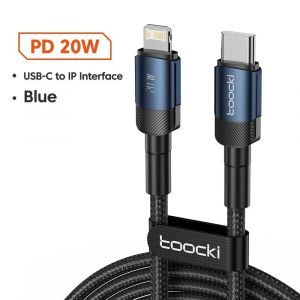 Toocki Usb Type C Câble Charge Rapide Usb C Chargeur Cordon Pour Iphone 15 14 13 12 11 Huawei P40 P30 Realme Oppo Oneplus Batterie Externe-0,5 M-C To L Blue - Neuf