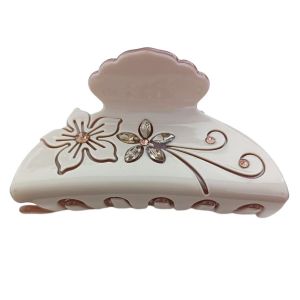 Promotion ! Pince Crabe Créateur 'arégonde' Beige (Strass) - 70x35 Mm - Neuf