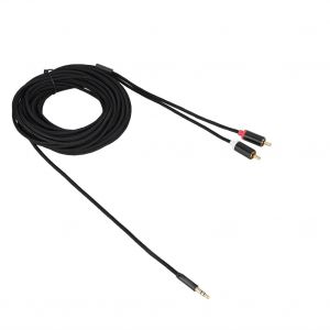 Cable audio 3,5 mm vers 2 RCa plaque or pour microphone, pour telephone portable, ordinateur portable, MP3 (10 m) - Neuf