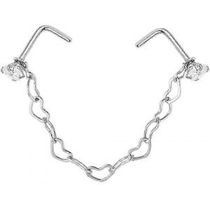 Anneau De Nez En Acier Inoxydable Cha&icirc;ne Nez Stud D&eacute;coration Piercing &Agrave; Travers Anneau De Nez Avec Cha&icirc;ne Pour Femmes Hommes Piercing De Nez Stud Narine Bijoux - Neuf