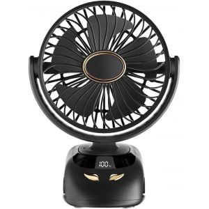 Ventilateur à Pince, 6000mAh Ventilateur Portable de Bureau Pince USB, 5 Vitessesc, Sur Silencieux avec Lumière LED, Pince Robuste pour Bureau Personnel, Voiture de Golf - Neuf
