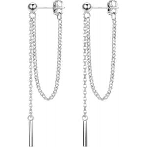 Kalhx-Boucle D'oreilles Pendante En Argent Sterling 925 Pour Femmes Hypoallergéniques Sleeper Longues Boucles D'oreilles Avec Chaine Argent/Or - Neuf