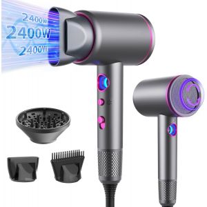 Anluomania S&egrave;che-Cheveux Ionique, 2400w Seche Cheveux Professionnel, S&egrave;che-Cheveux Voyage, Hair Dryer Puissant 3 Temp&eacute;ratures/ 3 Vitesses, Seche Cheveux Boucle, Seche Cheveux Silencieux Con 3 Annexe - Neuf