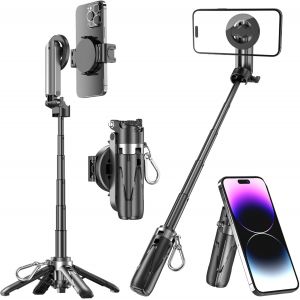 LORANKA-Perche &agrave; selfie avec support amovible pour t&eacute;l&eacute;phone portable - 41,5 cm - Extensible - Avec t&eacute;l&eacute;commande - Support rotatif &agrave; 360&deg; - Pour iPhone, Samsung et smartphones Android - Noir - Neuf