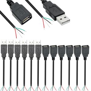 JGD-12PCS c&acirc;ble prise USB 2.0 USB-A 4 Broches,Queue de cochon USB,fil nu USB 2.0 4 broches,c&acirc;ble d'alimentation &agrave; prise USB 5V 2A 28AWG (30cm) - Neuf