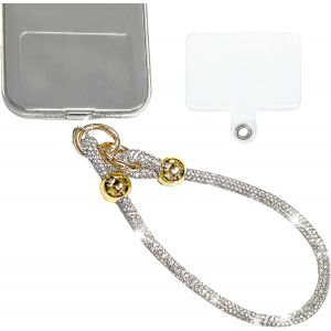 Jgd-Cordon De T&eacute;l&eacute;phone Universelle Avec Strass Scintillants Et Patchs Pour T&eacute;l&eacute;phone, Bling Glitter Cha&icirc;ne De T&eacute;l&eacute;phone Portable, Pendentif Court, Porte Cl&eacute; Pour Femmes-Szsl - Neuf