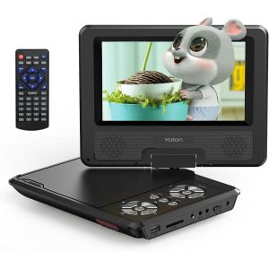 VornixorSarlshop-Yoton Lecteur DVD Portable Voiture 9,5"" avec &Eacute;cran Pivotant HD 7,5"", Batterie Rechargeable 4-6h, Compatible USB/SD/Synchro TV, Haut-parleurs St&eacute;r&eacute;o + Chargeur Inclus - Id&eacute;al pour Enf - Neuf