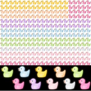 KALANKA-200 Mini Canards Lumineux en Résine,Canards Miniatures pour Aquarium, Maison de Poupée, Bricolage, Empotage Fournitures de Décoration de Pot (8 Couleurs) - Neuf