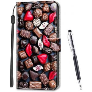 Kal-Coque Compatible Avec Huawei P Smart 2021/ Y7a, Imprimé Coloré Motif Portefeuille Housse En Cuir Synthétique Avec Support Et Cartes Compartiments Pour Huawei P Smart 2021/ Y7a (Chocolat) - Neuf