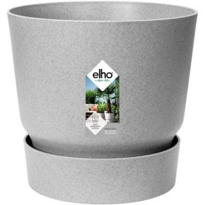 Eryi-Greenville Rond 18 - Pot De Fleurs Avec Un Réservoir D'eau Intégré - Interieur & Extérieur - Plastique 100% Recyclé - Ø 18.3 X H 17.4 Cm - Gris/Living Ciment - Neuf