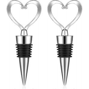 Coeur Bouchon De Vin Scellant De Bouteille De Boisson Décoratif Couvercle Bouchon En Caoutchouc Réutilisable Pour Le Vin Champagne Collection Argent Paquet De 2 - Neuf