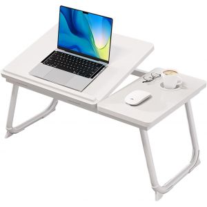 Table pliante pour ordinateur portable - Table de lit pour ordinateur portable - Plateau de lit - Plateau de lit - Plateau de lit - Table pliante - Blanc - Neuf